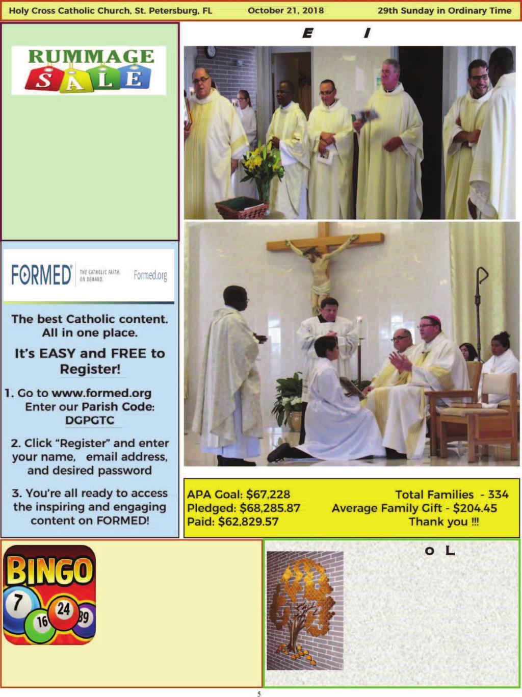 Women s Club Father mery s nstallation November 8, 9 and 10 Help will be needed beginning Monday after BINGO to set up the Parish Center and bring out boxes.