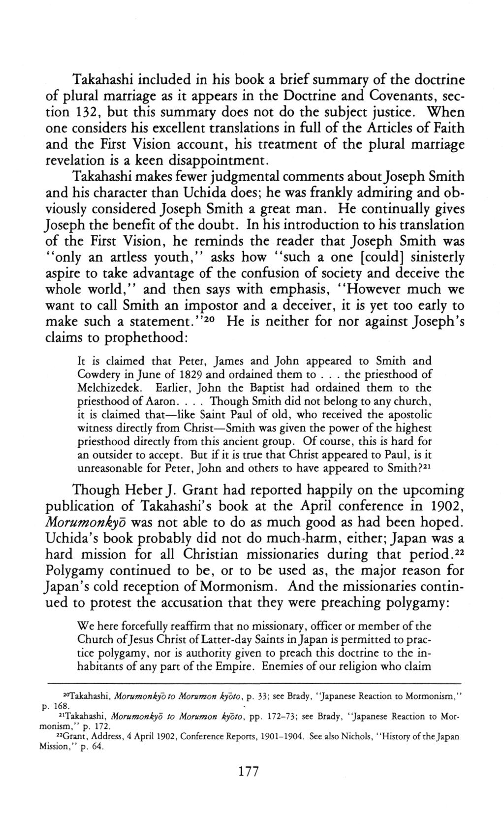 Brady: Two Meiji Scholars Introduce the Mormons to Japan takahashi included in his book a brief summary of the doctrine of plural marriage as it appears in the doctrine and covenants section 132 but