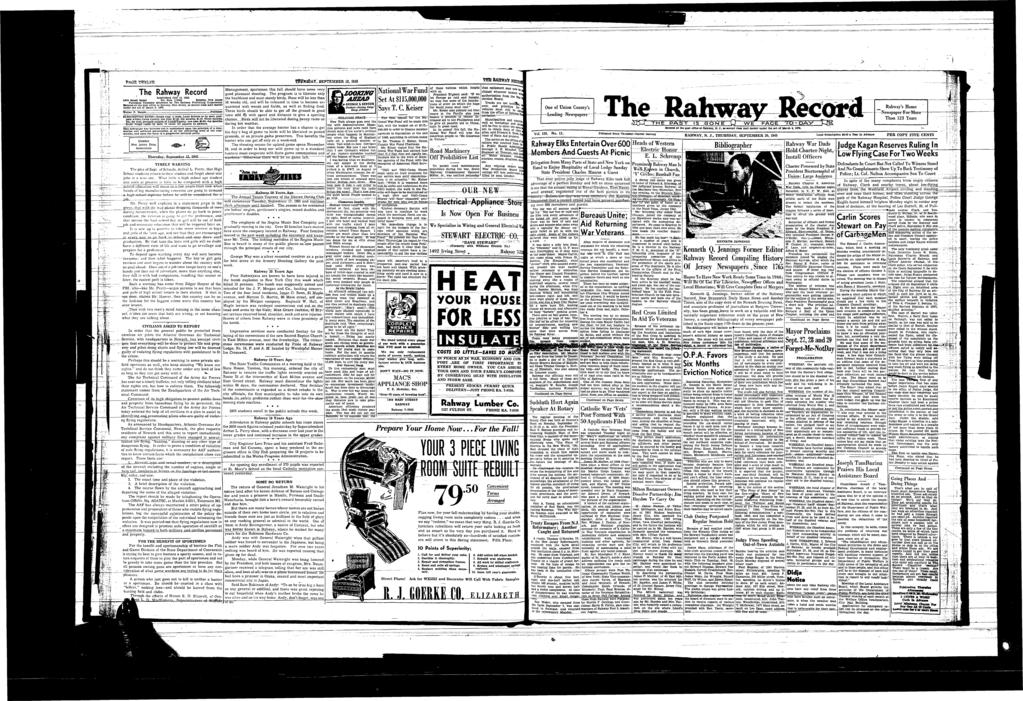 PAGE TWELVE HtfR$ >Af, SEPTEMBER 3, 945 Establshed July 3. 823 47 Broad Btrwt Itl. Itab. 7-6 Rabway, New Jersey Publshed Thursday artcroons by The Ralway Publshng Corporaton.