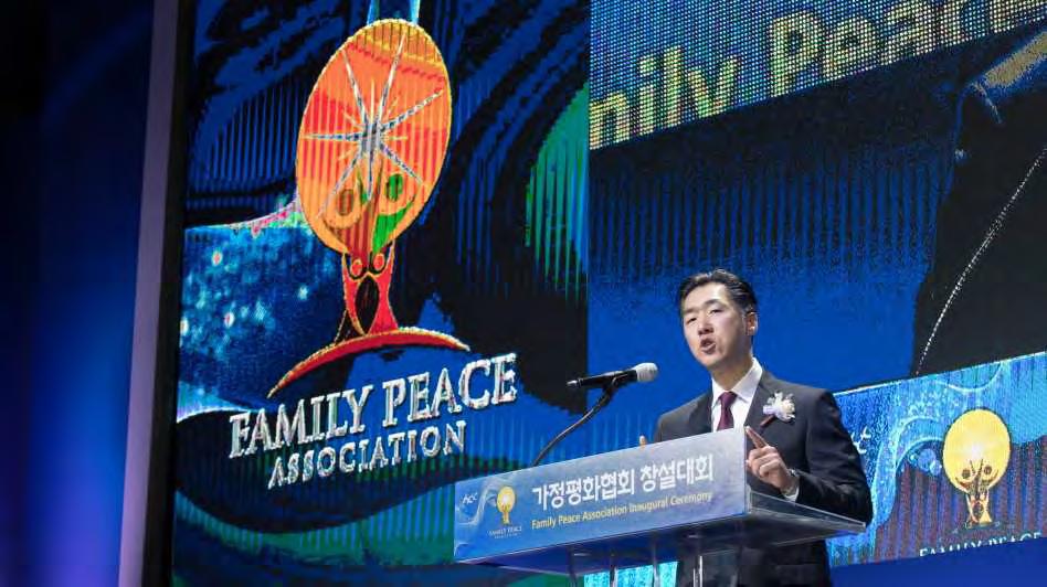 In his emotional delivery of the founding address, Dr. Moon expressed that the Family Peace Association is a part of his continued commitment to fulfill the work that his father, the late Rev.