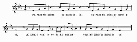 Hymn in Procession Sung by all When the Saints 2. Oh, when the sun refuse to shine... 4. Oh, when they gather 'round His throne... 3. Oh, when I hear the trumpet call... 5.