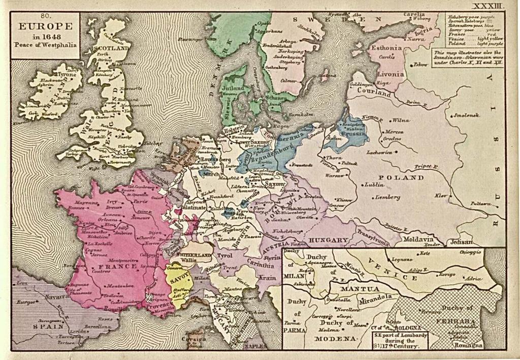 Peace of Westphalia War ends with Peace of Westphalia, 1648 Recognizes tripartite religious split Independence for Dutch HRE reduced as political power, divisions of empire entrenched