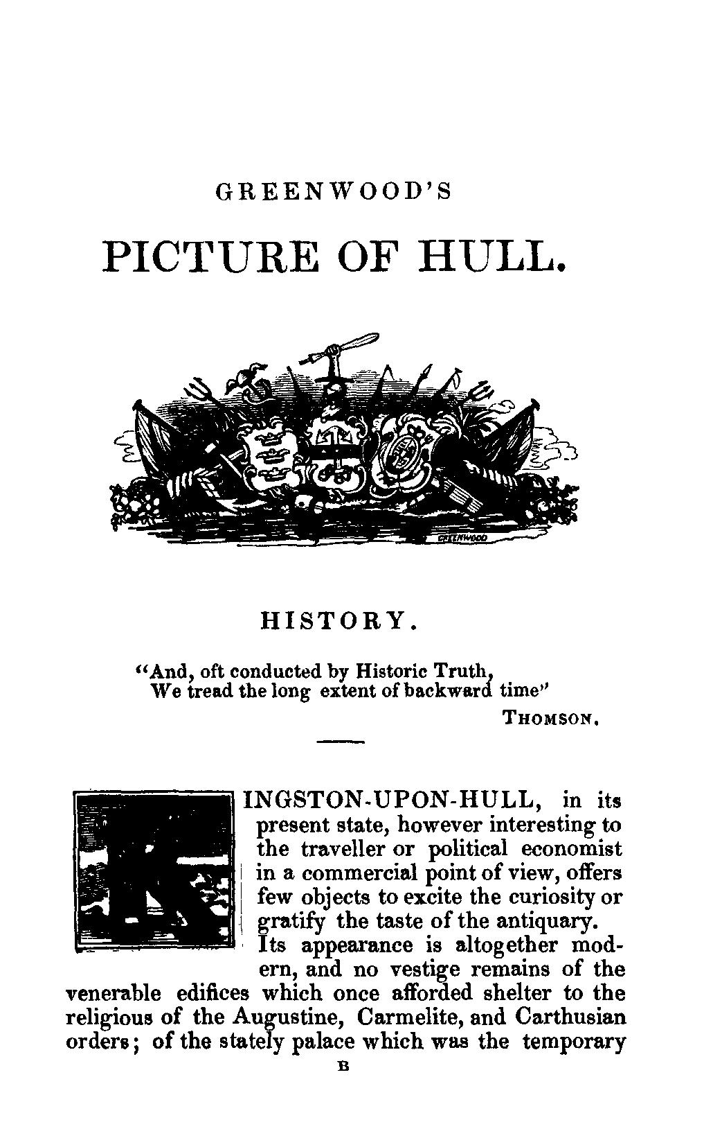 GREENWOOD'S PICTURE OF HULL. HISTORY.