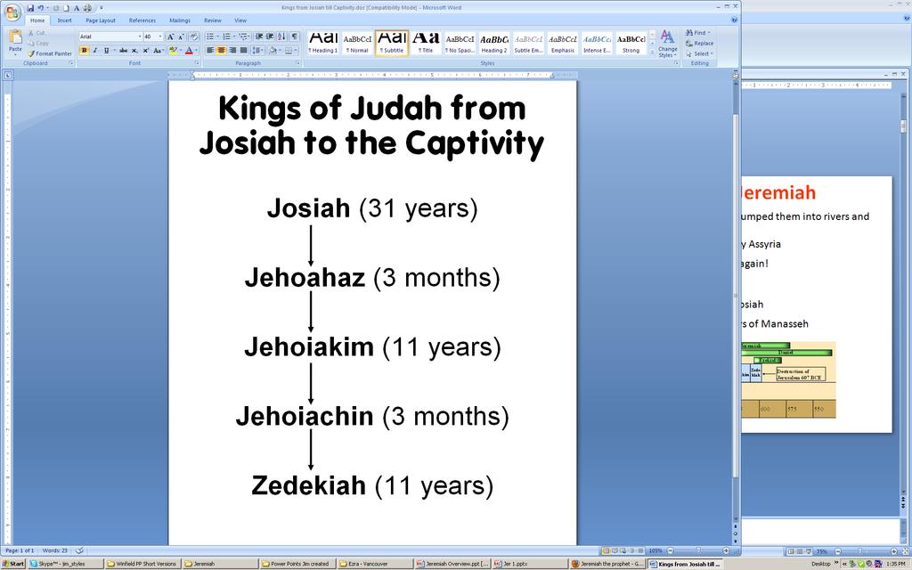 Kings of Judah from Josiah to the