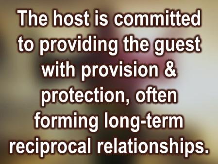 The hose in a situation of hospitality is committed in the ancient world to providing the guest or the stranger with provision and protection.