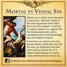 Two Categories of Sin The Catholic Church teaches that there are two categories of sin: mortal sins and venial