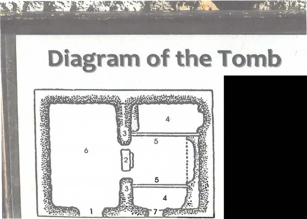10 1 Entrance to antechamber 2 low threshold to burial chamber 3 Low rock walls 4