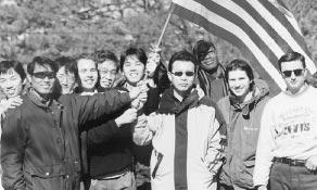 NEWS Chris Antal (4th from left) with other UTS students in moral crisis America is. He realized that America, as well as CARP and the Unification movement, needs strong leaders for the future.