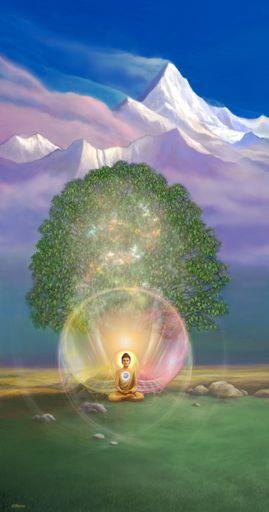 Meditate under your own jeweled bodhi tree of crystalline energy, within your own crystal-diamond tube of light.