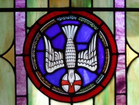 The dove represents the Holy Spirit that descended as a dove on Jesus at His baptism.