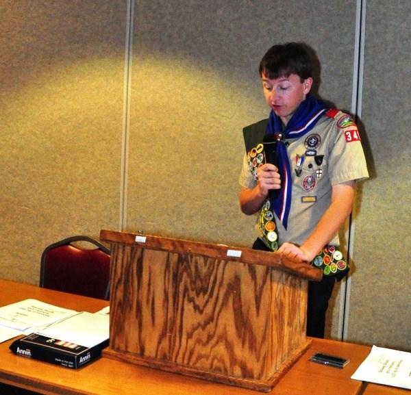 & Berdena King National SAR Eagle Scout Scholarship award was conducted by Eagle Scout Chairman Merle Rudebusch and President Reinert.