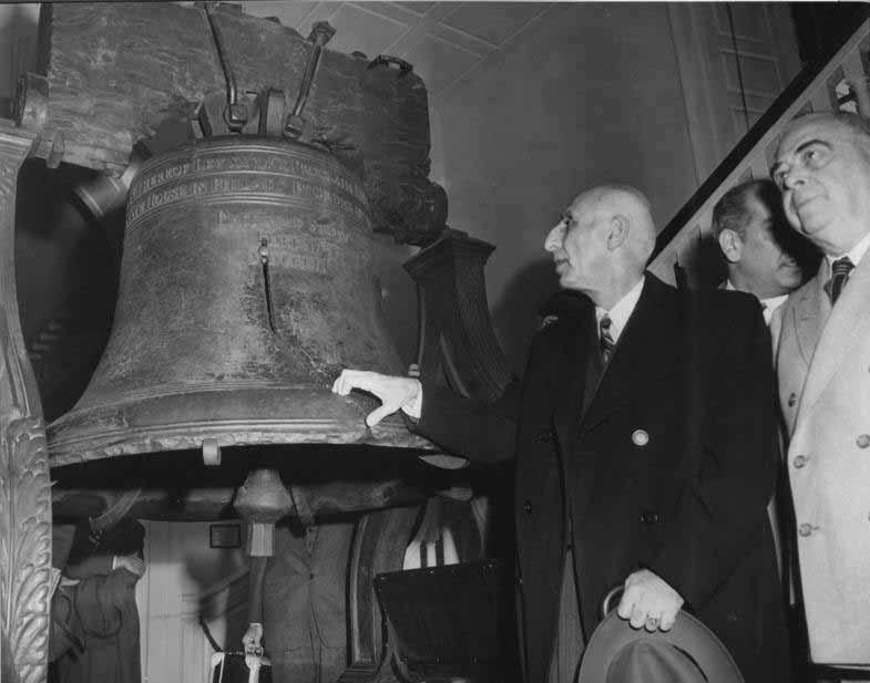 Truman Library Iranian Prime Minister Dr. Mohammad Mossadegh visits the Liberty Bell in Philadelphia ca. 1951.