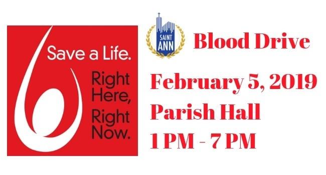 B, Barbara G, Alysha J, Marsha C, Dawn M. Adoration, Chapel 7:00 pm Trivia Night, Gym Why give blood on Tuesday (2/5/19) at the Knight s Blood Drive?