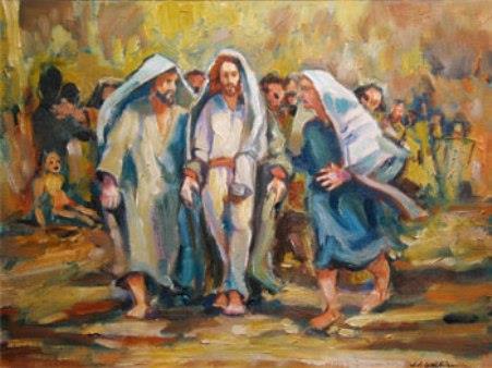 Jesus Rejected in Nazareth, impressionist art by Jeff Watkins, 2018 29 They got up, drove him out of the town, and led him to the brow of the hill on which their town was built,