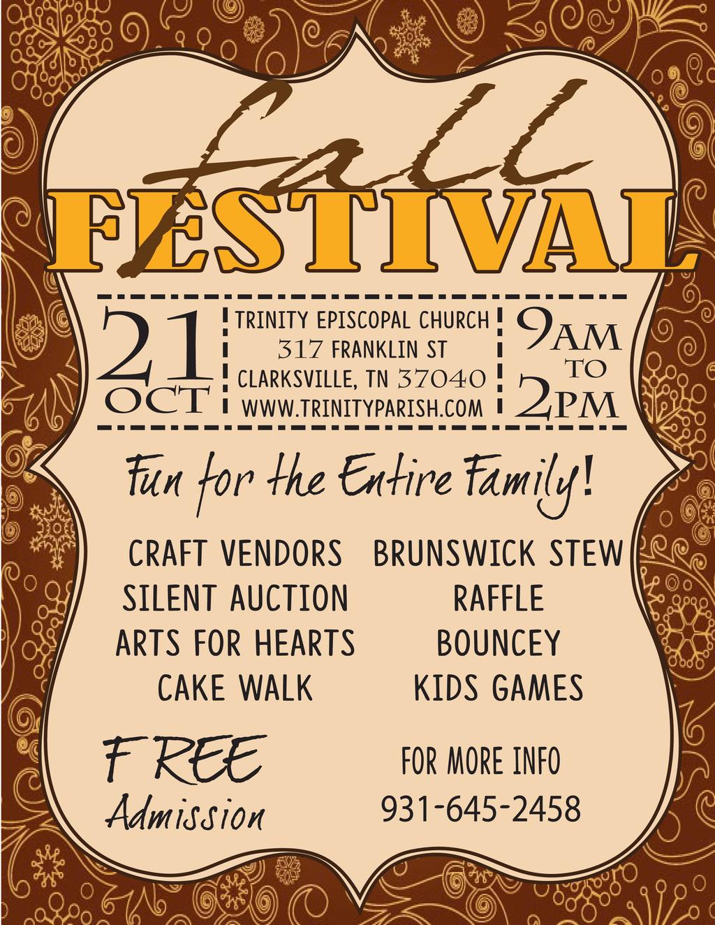 Mark your calendars for this year s Fall Festival.
