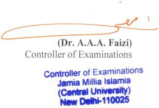 JAMIA MILLIA ISLAMIA, NEW DELHI (A Central University) NAAC Accredited Grade A List of Candidates Selected from Waiting B14: B.TECH.