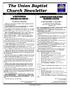 The Union Baptist Church Newsletter Volume 7, Issue 17 March 6, 2016