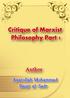 Critique of Marxist Philosophy (Part 1) Author : Ayatollah Muhammad Baqir al Sadr