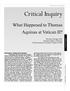 Critical Inquiry. What Happened to Thomas Aquinas at Vatican II? Michael Attridge