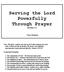 Serving the Lord Powerfully Through Prayer