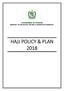 GOVERNMENT OF PAKISTAN MINISTRY OF RELIGIOUS AFFAIRS & INTERFAITH HARMONY HAJJ POLICY & PLAN 2018