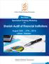 Shariah Audit of Financial Institutions. August 26th - 27th, 2016 Lahore - Pakistan