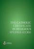 Archdiocese of Southwark THE CATHOLIC CERTIFICATE IN RELIGIOUS STUDIES (CCRS)