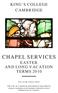 CHAPEL SERVICES EASTER AND LONG VACATION TERMS 2010