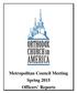 Metropolitan Council Meeting Spring 2015 Officers Reports