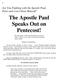 The Apostle Paul Speaks Out on Pentecost!