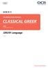 CLASSICAL GREEK. J292/01 Language GCSE (9 1) Candidate Style Answers. J292 For first teaching in