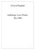 A-Level English. Anthology: Love Poetry Pre-1900