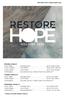 RESTORING HOPE: A World in Need of Jesus