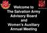 Welcome to The Salvation Army Advisory Board and Women s Auxiliary Annual Meeting