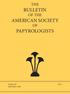 BULLETIN OF THE AMERICAN SOCIETY OF PAPYROLOGISTS