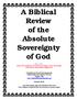A Biblical Review of the Absolute Sovereignty of God
