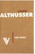 FOR MARX. Louis Althusser. Translated by Ben Brewster. VERSO London New York