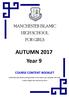 AUTUMN 2017 Year 9 MANCHESTER ISLAMIC HIGH SCHOOL FOR GIRLS COURSE CONTENT BOOKLET