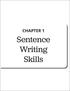 CHAPTER 1. Sentence Writing Skills