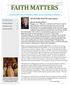 FAITH MATTERS. FROM THE PASTOR Kelly Chatman. In This Issue. A monthly publication of Redeemer Lutheran Church in Minneapolis, Minnesota