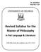 Revised Syllabus for the Master of Philosophy