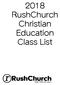 2018 RushChurch Christian Education Class List