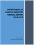 DEPARTMENT OF CAMPUS MINISTRY ANNUAL REPORT