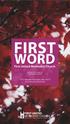 FIRST WORD First United Methodist Church Volume 10 Issue 45 November 8, 2018