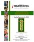 WESLEY MEMORIAL. Sunday, September 16, Welcome to A UNITED METHODIST CONGREGATION