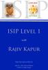 ISIP Level 1. Rajiv Kapur. with.   March 2, 2015 Revised Edition Rajiv Kapur TOC 1