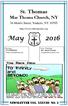 May. St. Thomas. Mar Thoma Church, NY. 34 Morris Street, Yonkers, NY NEWSLETTER VOL. XXXVIII NO. 5.
