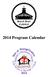 2014 Program Calendar