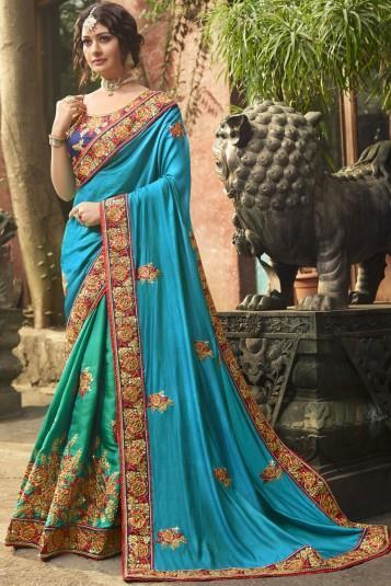 Bridal lehengas in double and triple contrasts: The other growing fashion in current time is the contrasted or different in colour lehengas.