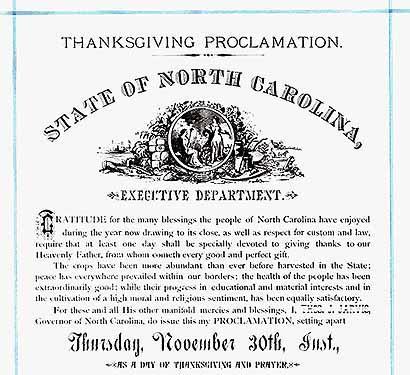 1882 North Carolina Proclamation by Governor Thomas J.